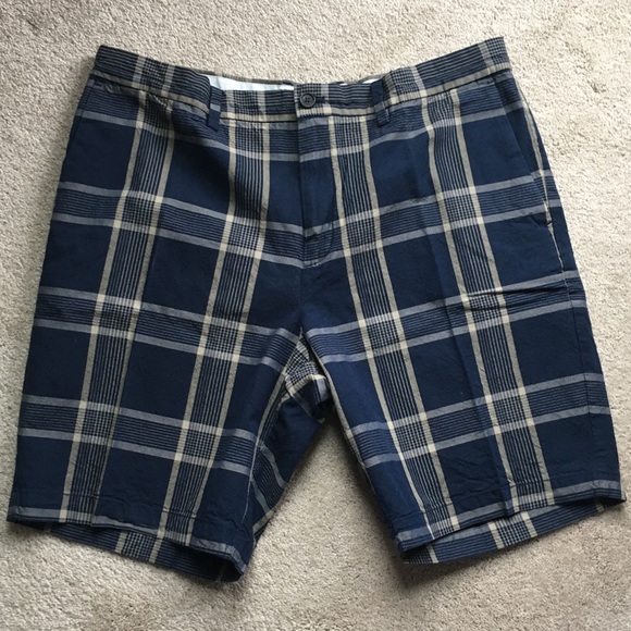 New Banana Republic Mens Casual Khaki Plaid Chino Shorts 3 Colors Sizes 29-38
